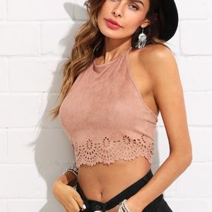Scallop Suede Halter Top